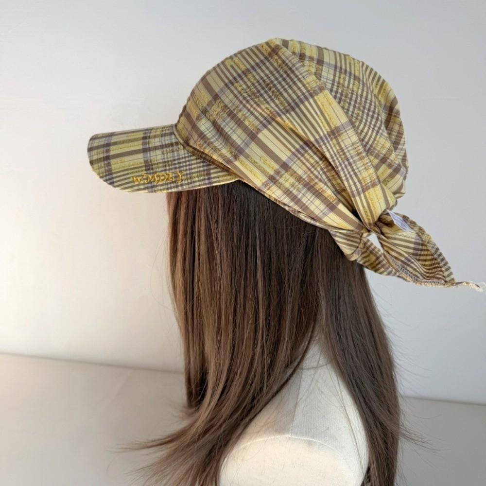Retro Retro Plaid Sun Hat Contrasting Color Retro Plaid Turban Hat Women's Wear