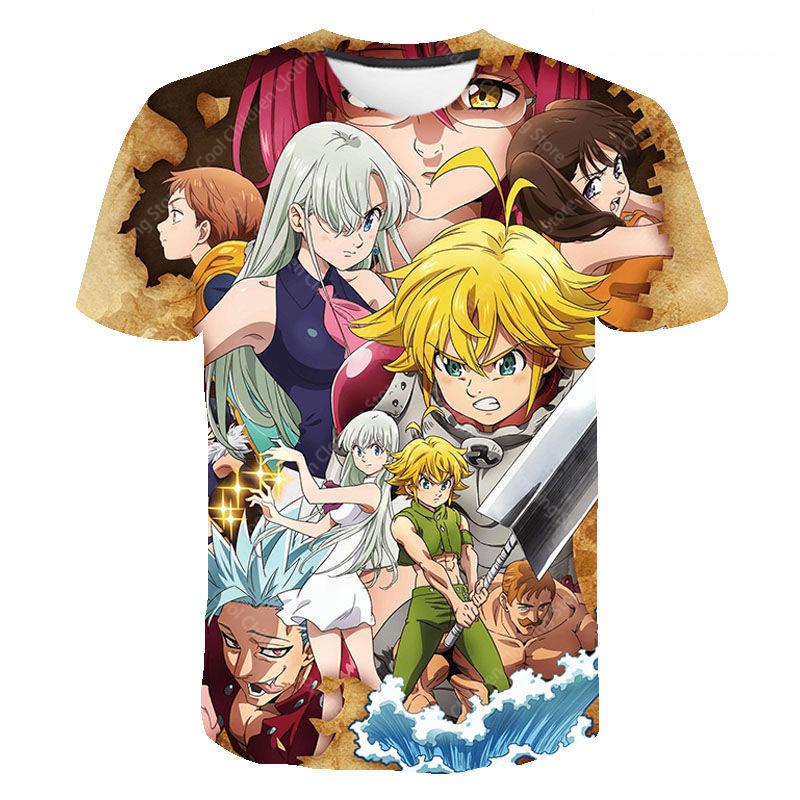 Seven Deadly Sins Cartoon Anime Game Print Summer T Shirt Fashion Kids Casual Boys Girls Round Neck Parent child clothing Top