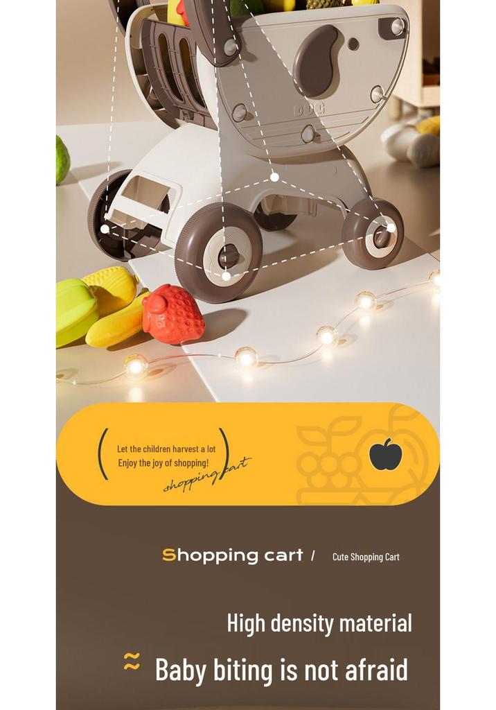 Kids' Grocery Shopping Cart Toy with Fruits & Vegetables - Interactive Role-Play for Boys & Girls