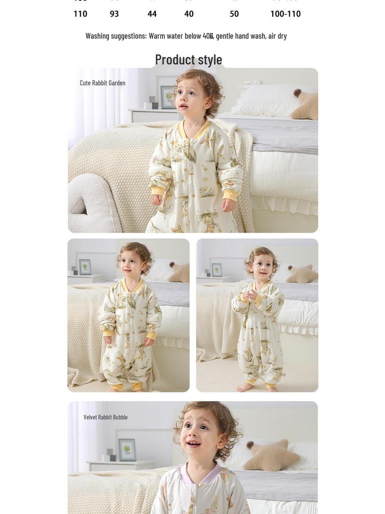 Xuanmu Baby Winter Quilted Sleeping Bag 220g - Ginger, Warm, and Footed for Infants and Toddlers.