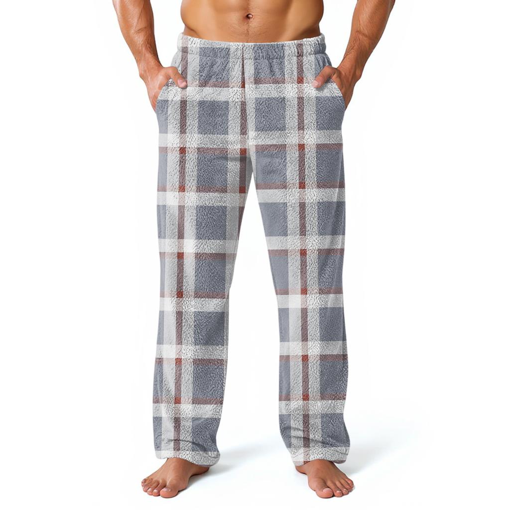 Pantaloni de casă pentru bărbați cu imprimeu pe toată suprafața, pantaloni lungi de pijama pentru dormit