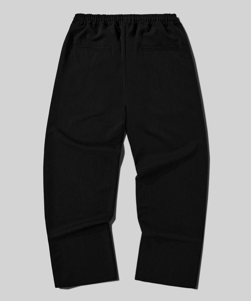 Beodeonteu Relaxed Out-Pocket Elastic Waist Slacks [Black]