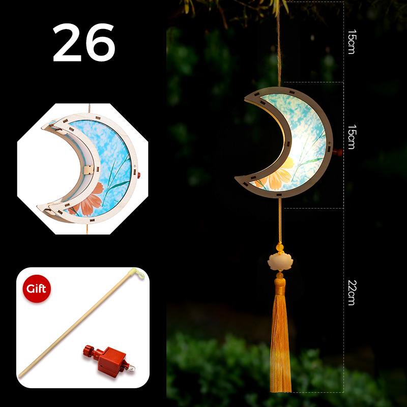 Mid-autumn Portable Lantern With Tassel Waterproof Chinese Antique Wood Carving Palace Light Lamp New Year Spring Festival Decor