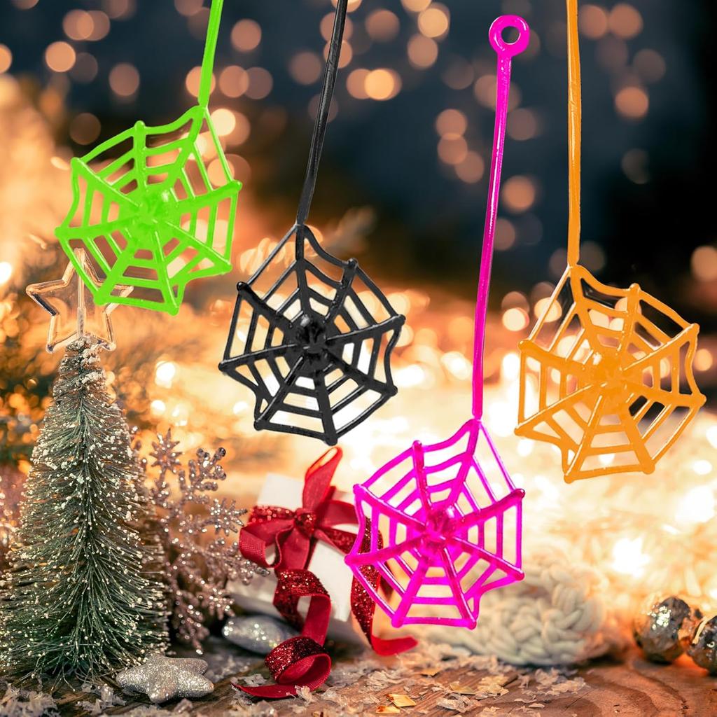 Glow Fever 24Pcs Sticky Spider Web Party Favors Pack, 7.5 inches in Total Length, Halloween Party Favors, Gifts For Birthday, Goodie Bag Classroom