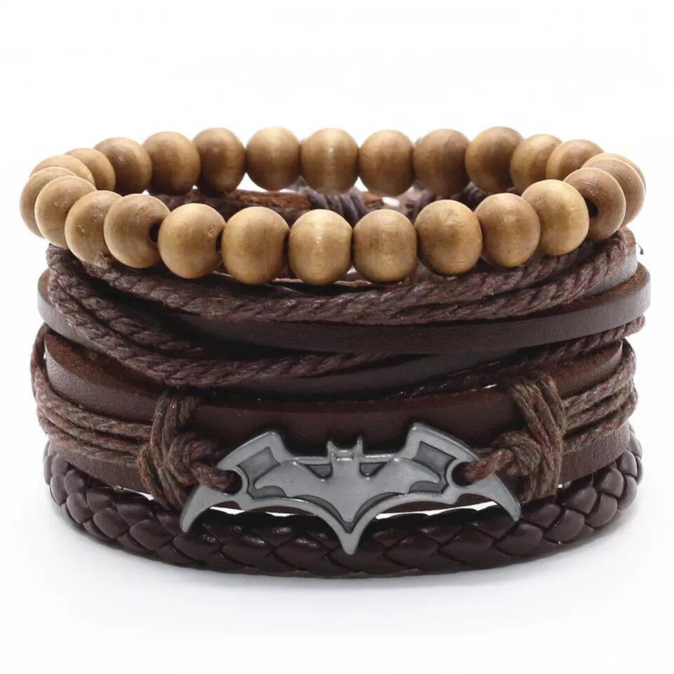 Braided Bracelet Leather Bracelet Multi-layer Four-piece African Map Set Retro Jewelry Men's