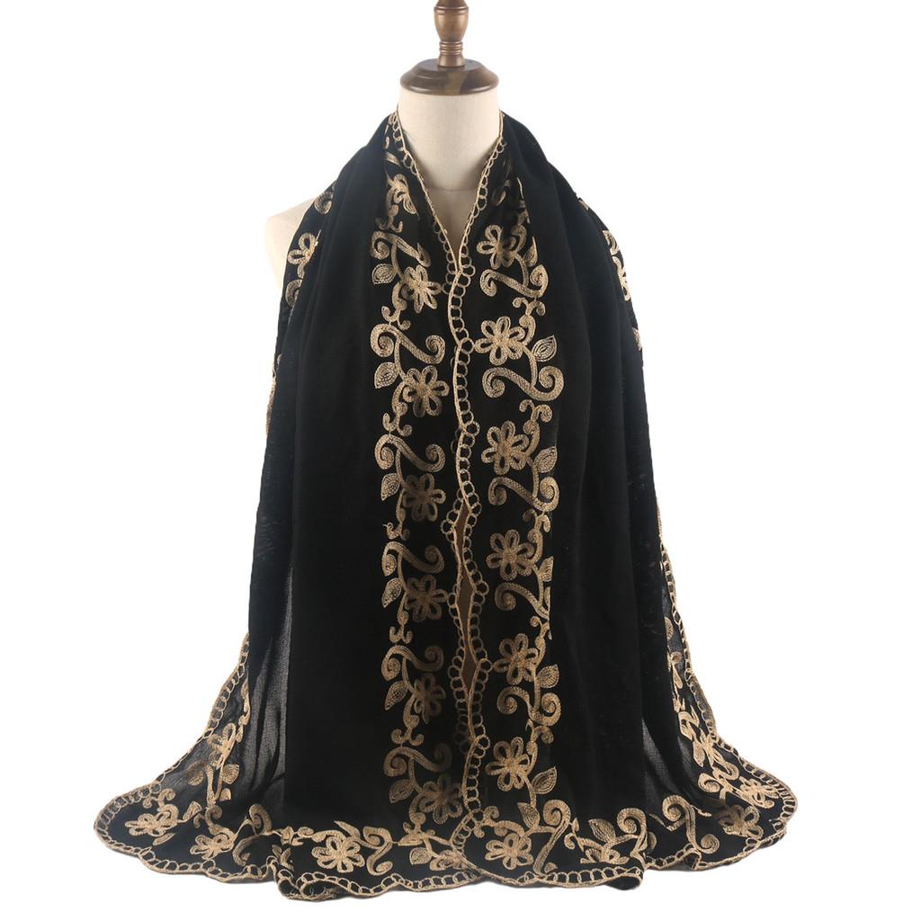 

Middle East Black Embroidered Headscarf With Warmth And Sun Protection For All Seasons 03