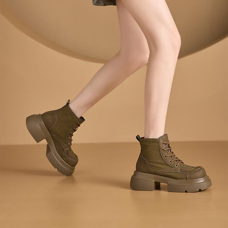 Women's Ankle Boots and Short Boots Lace-up Breathable Casual Women Boots  Motorcycle Boots Female for Spring and Autumn