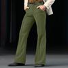 Vintage Men's Bell-Bottom Solid Color Flared Trousers Spring Autumn Casual Pleated Suit Pants Men Stylish Slim Elastic Trousers