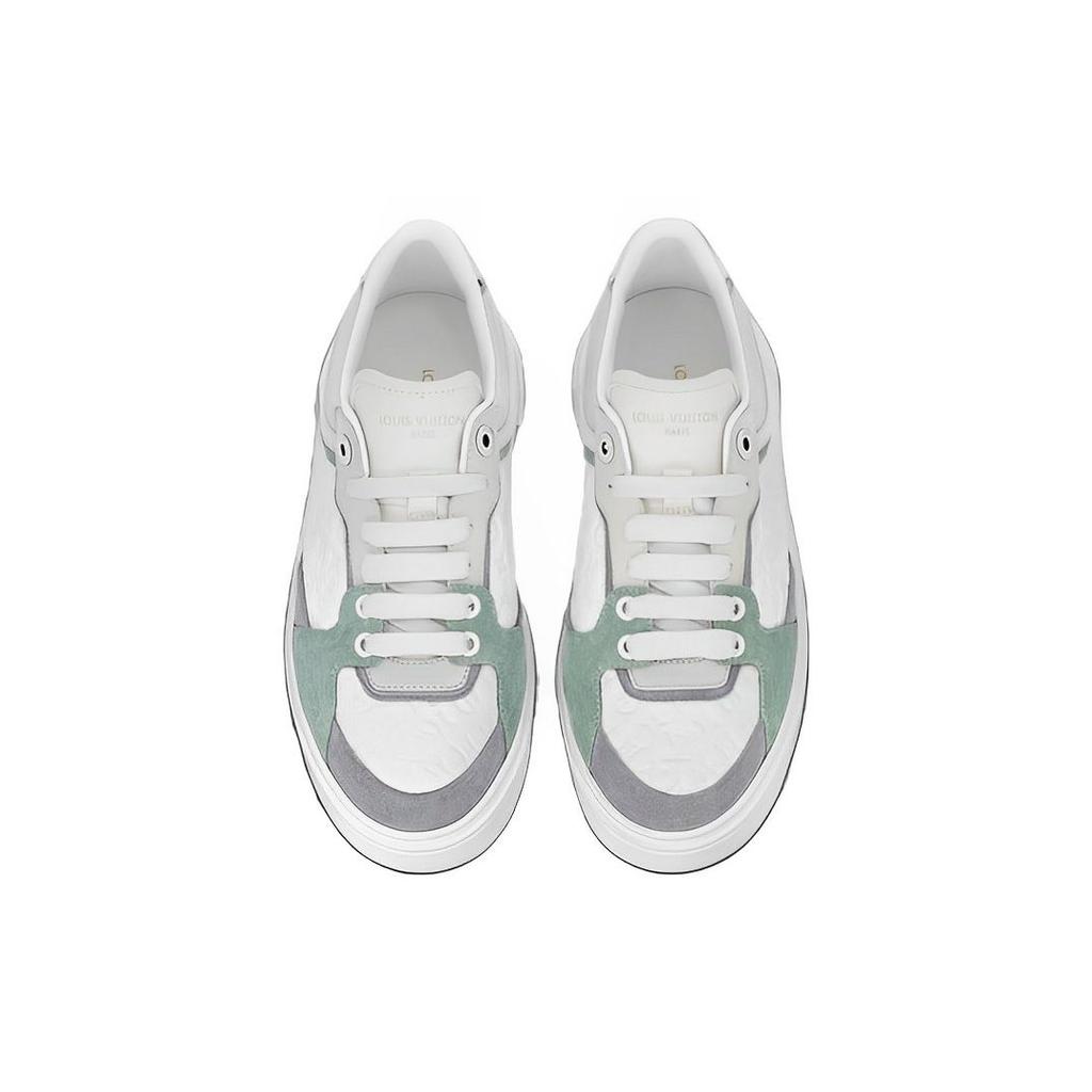Louis Vuitton Time Out Sneakers 'White Mini Monogram With Green Grey' Women's 1ABUTD