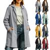 Women's Long Hooded Trench Coat Lightweight Casual