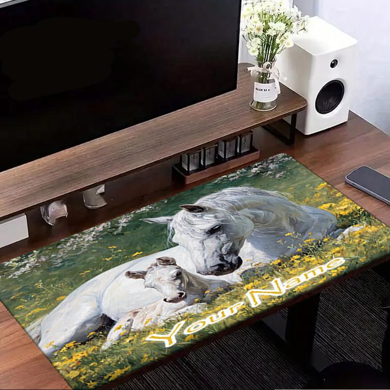 1PC Custom Name Horses Field Mouse Pad, Keyboard and Mouse Desk Pad, for Computer Notebook  Birthday Gift For Any Room Or Office