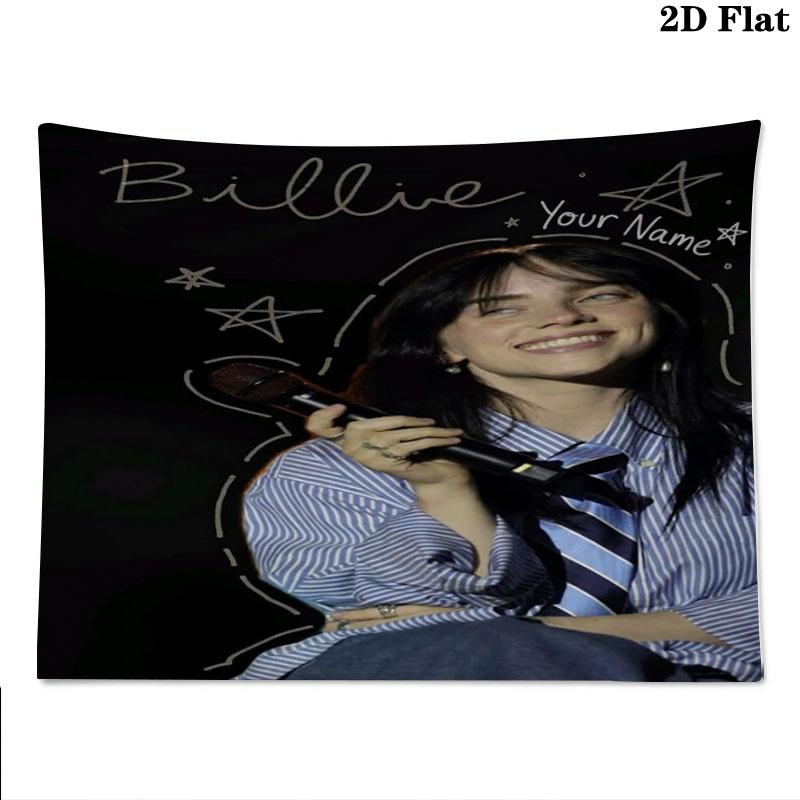 Arazzo da Parete con Nome Personalizzato Billie Eilish Appeso Estetico alla Parete Coperta in Tessuto Stampato Arazzi Decorativi per Camera da Letto Soggiorno Decorazioni per la Casa