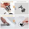 Bouchon pop-up universel lavabo/baignoire 34–38 mm, filtre anti-cheveux inox/laiton anti-bouchage