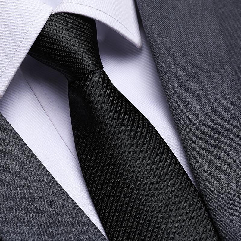 Black No Zipper Men'S Professional Dress Tie Business Casual Wedding Groom Korean Edition One Pull Tie