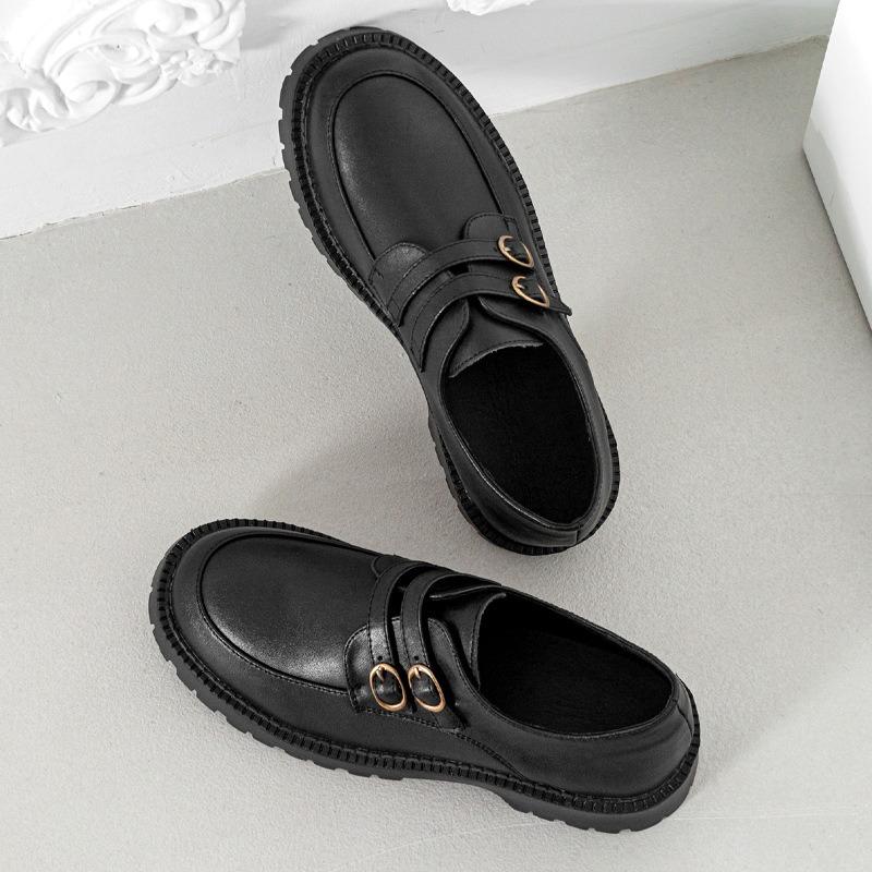 Ganze Rindsleder~ echtes Leder dicksohlige Damen Frühling neu ein Pedal weichsohlige Retro einzelne kleine Lederschuhe