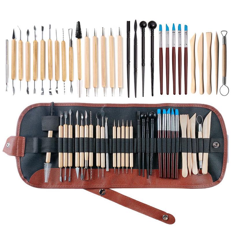 

Набор из 30 предметов для керамики и глины: Ножи для резьбы, Деревянные инструменты, DIY Аксессуары из полимерной и каменной глины