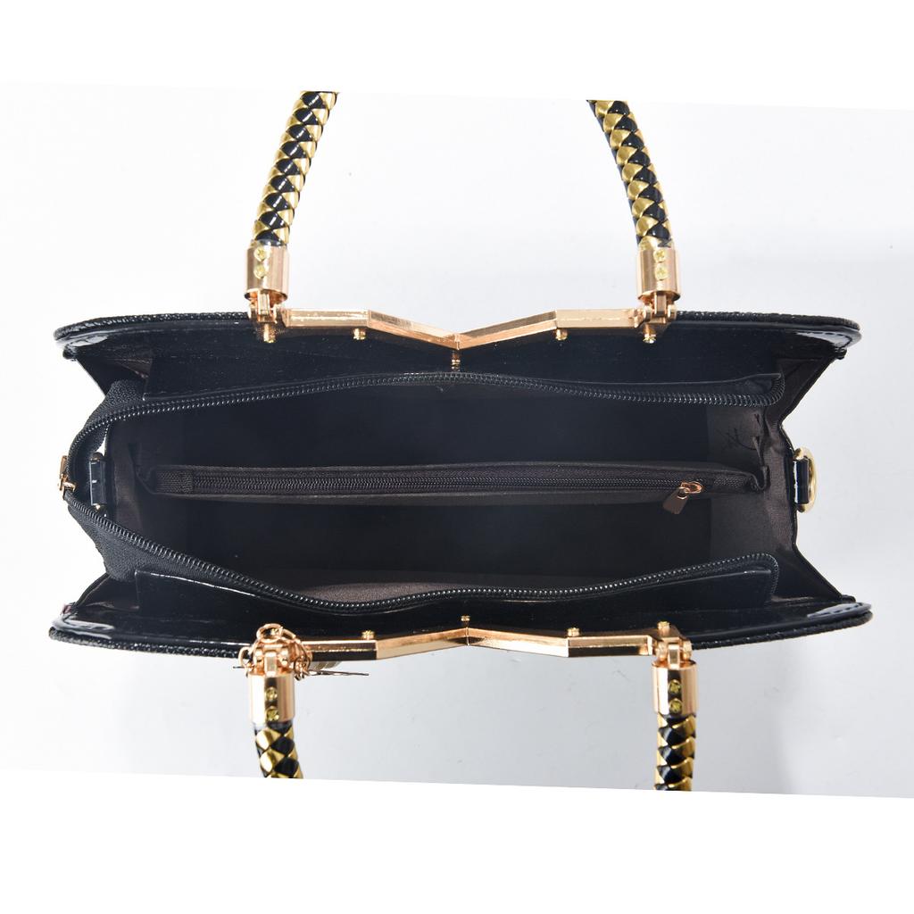 Handbag crocodile pattern bright leather shoulder messenger bag women's bag quality