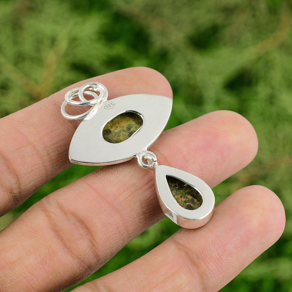 925 Silver Unakite Stone Unique Anniversary Engagement Daughter Birthday Pendant