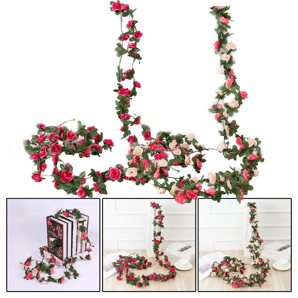 2,5 M Rosenranke Deko Hochwertige Seide Innen- und Außenbereich Langlebig und Farbecht Realistische Details
