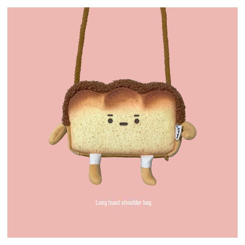 Creative Cartoon Toast Bread Crossbody Bag – Cute & Casual Shoulder Coin Purse for Students