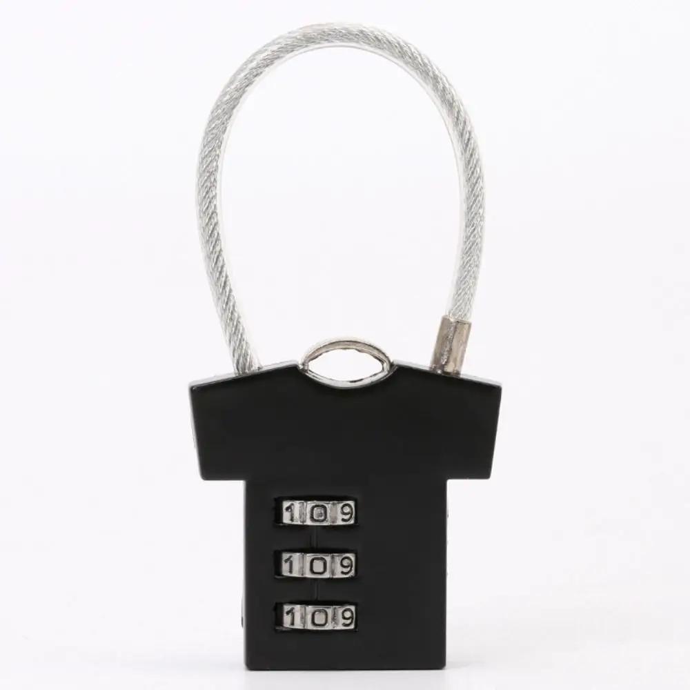 

Creative T-shirt Shape Password Lock Mini Cute Steel Wire Padlock for Suitcase Luggage Cupboard Cabinet Locker Security Lock чорний