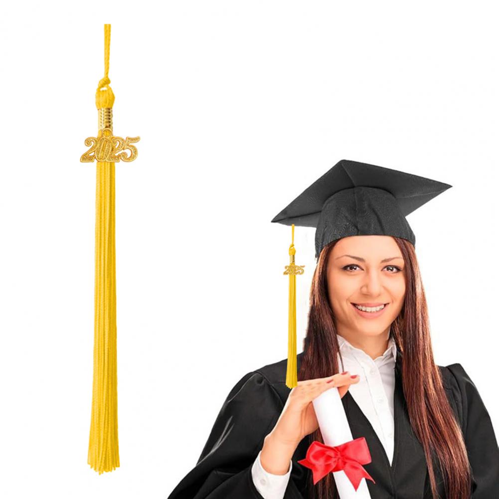 40cm Tassel Graduation Hat Tassel with 2025 Charm Solid Color Cap Hornor Tassel for Master Bachelor School Graduation Party