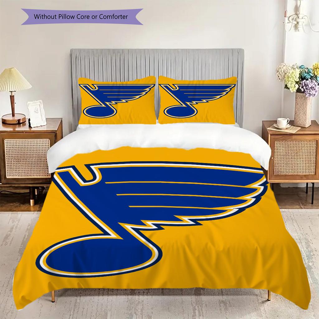 St. Louis Blues Pattern Bedding Quilt Set Quilt Cover Pillowcase Home Decoration Birthday Gift (1 * duvet cover + 2 * pillowcase, without core)