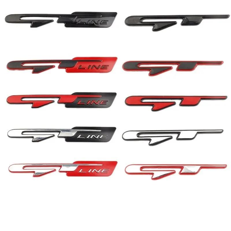 KMWL7 3D Metal GT Line Logo Car Rear Trunk Emblem Badge Decals For Peugeot 307 308 Renault KIA Rio K3 K5 Ceed Sportage Auto Stickers