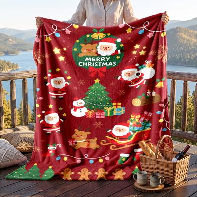 Manta de Flanela de Natal Macia Quente Aconchegante Para Sofá Cama Uso Interno em Casa Ótimo Presente de Feriado
