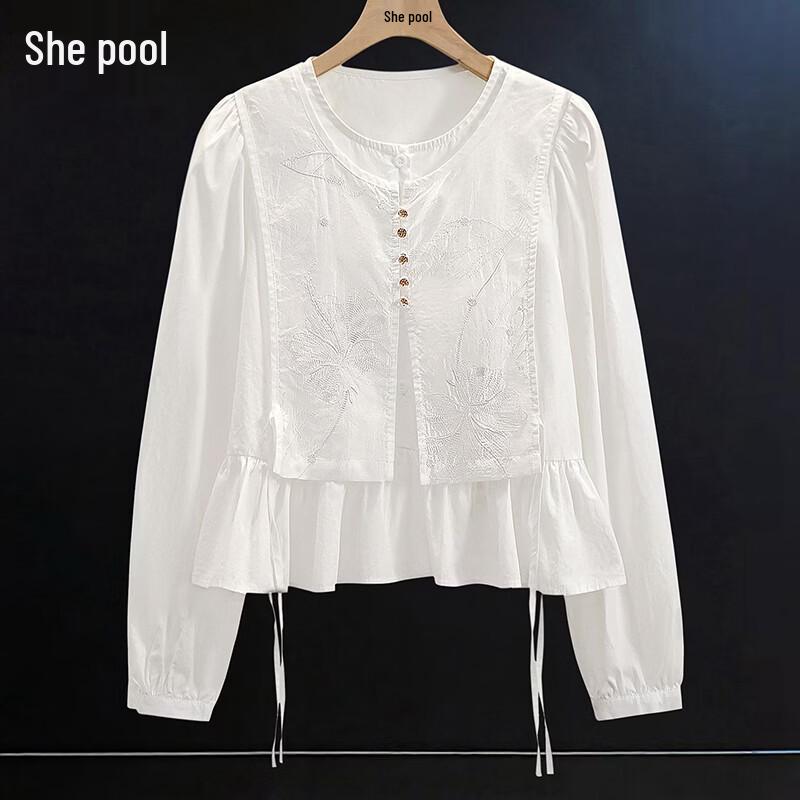Women s Layered Ruffle Hem Cotton Shirt XL