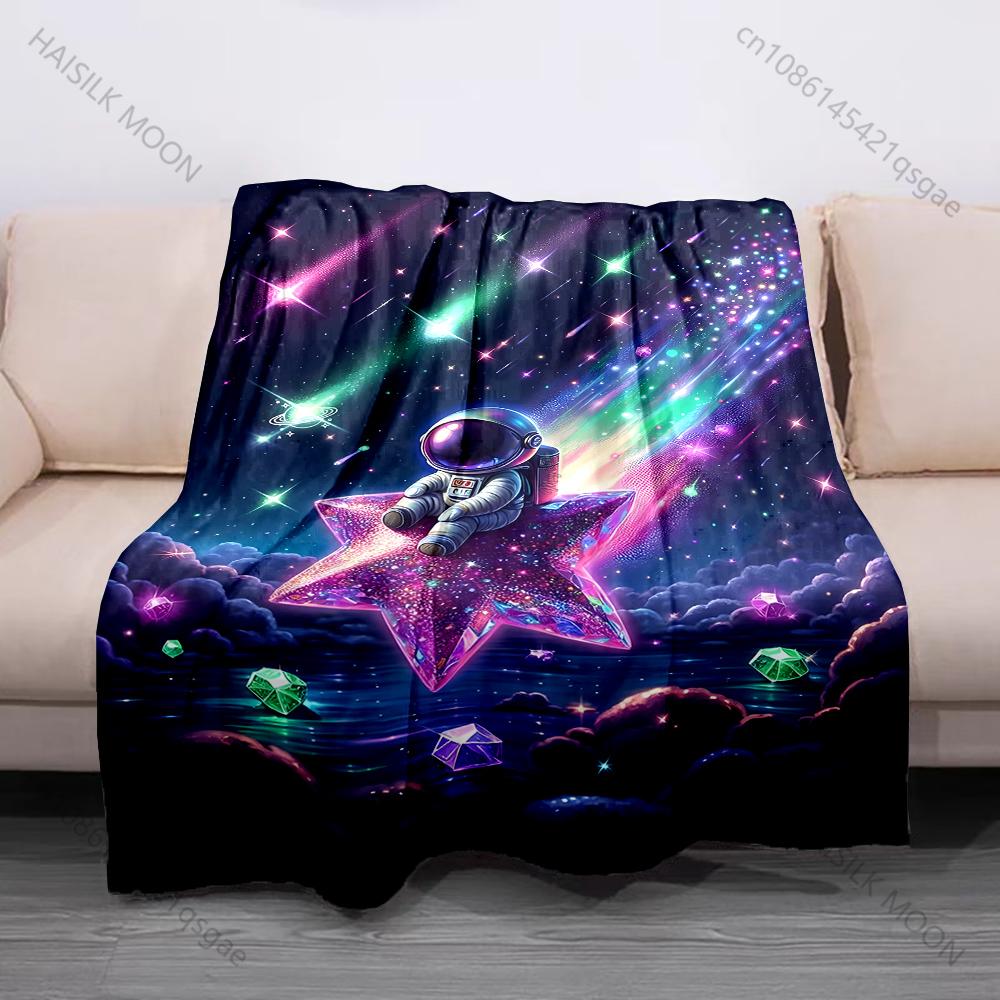 1PC Astronaut on a star Print Adult Children Warm Blankets Home Travel Car Soft Comfortable Suitable for all seasons