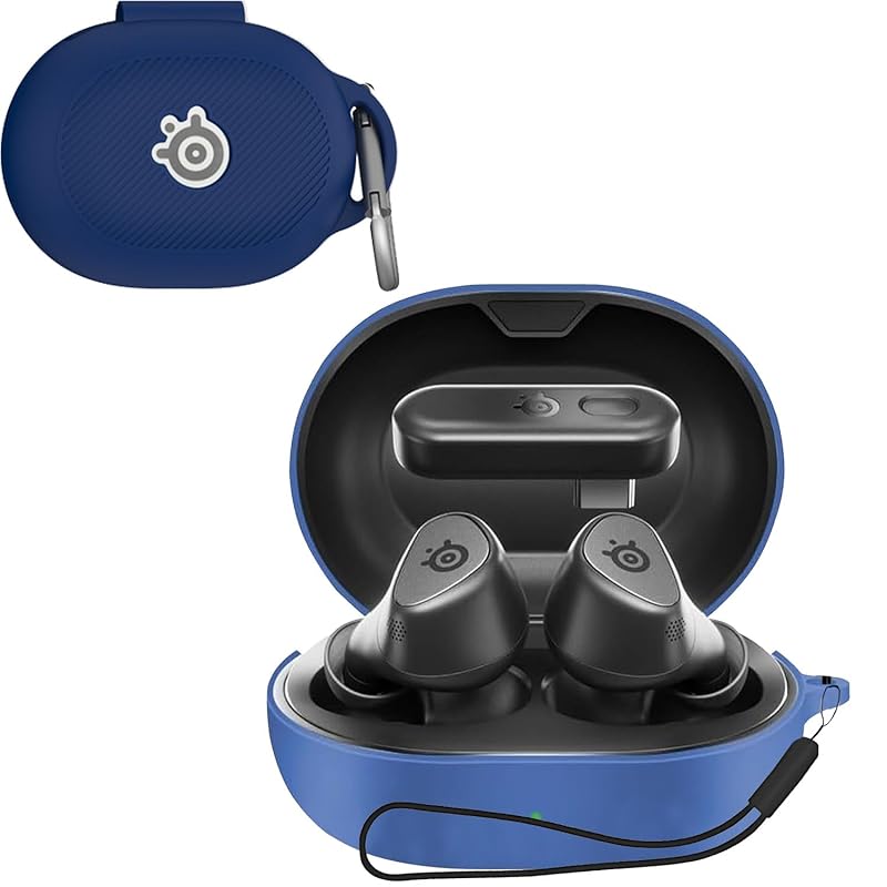

For SteelSeries Arctis GameBuds case Cover [HNWEIWEI] for (With carabiner + strap included) ) silicon storage case convenience With carabiner trip