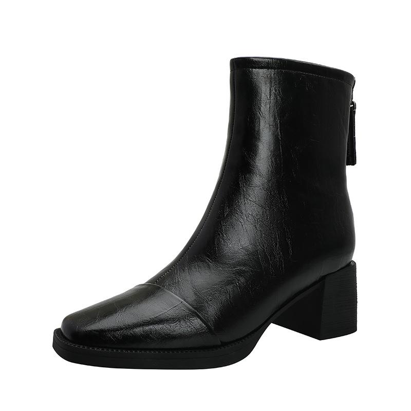 Customized women's boots~ High-heeled short boots Maillard thick heel autumn and winter new women's medium boots square head thin boots