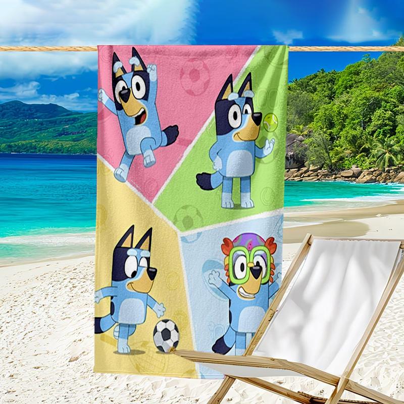 Ultra-Soft Beach Towel with Bluey Theme,Ideal for Pool - Camping, Diving - Perfect Travel Essential, Vibrant Beach Towel.