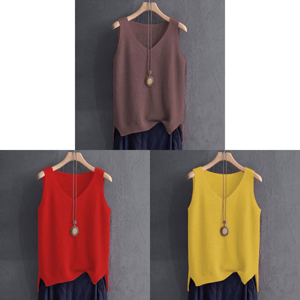 Canottiera Estiva da Donna a Maglia Larga con Tessuto in Seta di Ghiaccio per Abbigliamento Casual
