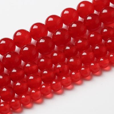 Dark Red Chalcedony Jades Natural Stone 15" Smooth Loose Spacer Beads 4/6/8/10/12mm for Jewelry Making DIY Bracelets Charms Accessories