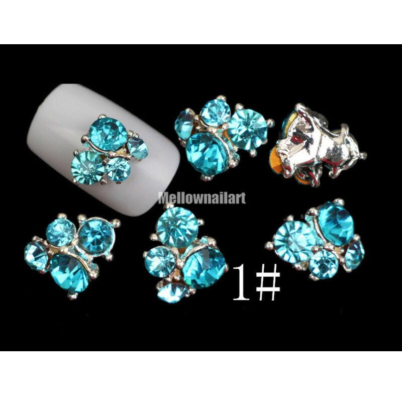 10 st 3D metalliska strass Crystal Nail Art Tips Dubbar Glänsande telefondekor DIY