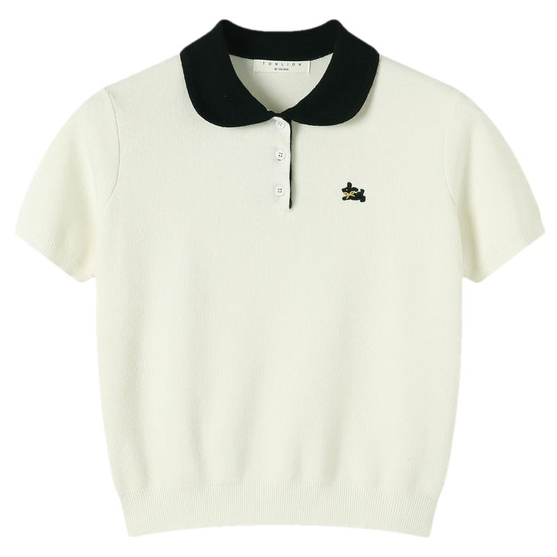 TonLion Women's Polo Collar Knit Top
