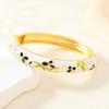 Elegant Cloisonne Bangle Rhinestone Retro Court Floral Bangle Charming Enamel Bracelet  Fashion