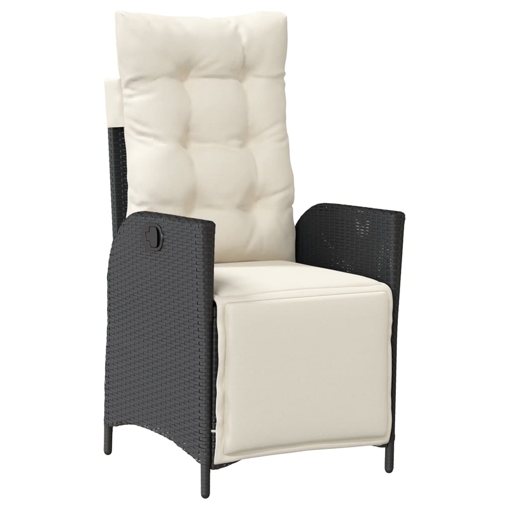 Vidaxl 5-Cz. Gartenmöbel-Set mit Kissen, Schwarz, Polyrattan