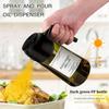 1pc 2-in-1 Olive Oil Dispenser & Sprayer, 16oz/470ml Dark Green Bottle, Durable Plastic with 6 Stickers, Kitchen Cooking Gadget