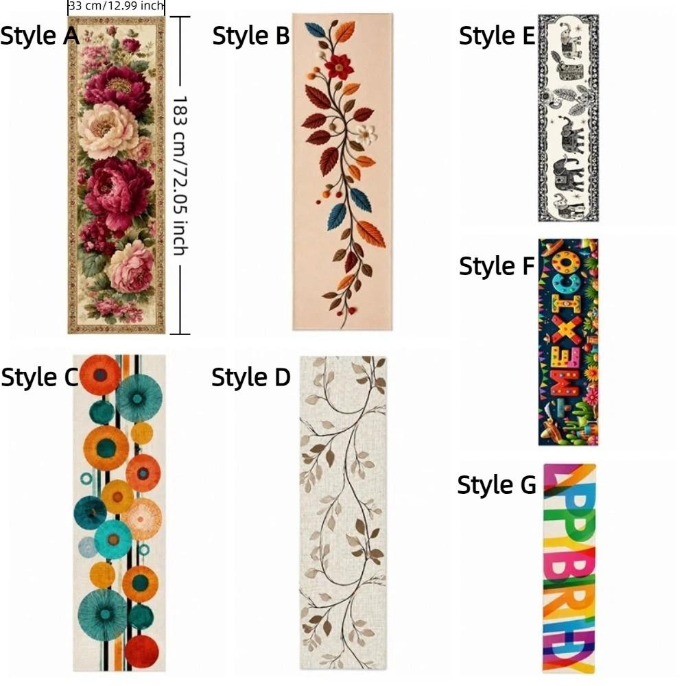 Peony Floral Dinning Table Runner Rectangular Elephant Print Table Cover Wedding Parties