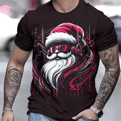 Divertente Maglietta da Uomo con Stampa di Babbo Natale Magliette di Natale Maniche Corte Top Moda Casual Streetwear Maglietta Oversize Abbigliamento Uomo