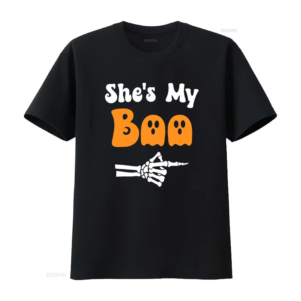 LIMITED She's My Boo Matching Halloween Couples T Shirt Size S 5XL vintage Washed homme Soft Br