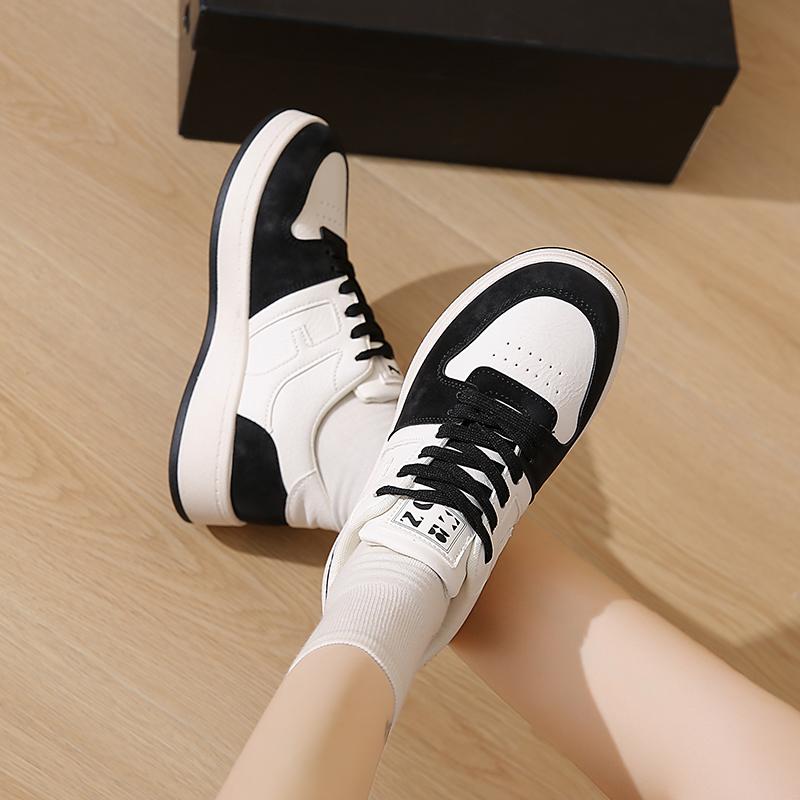 Fashion Flat Plus Size Sneakers Fall New Round Toe Colorblock Front Lace-Up Platform Non-Slip Low-Top Single