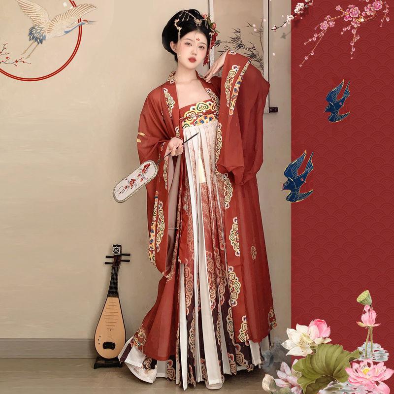 Oblek s velkým rukávem ve stylu čínské dynastie Tang Celý set Hanfu