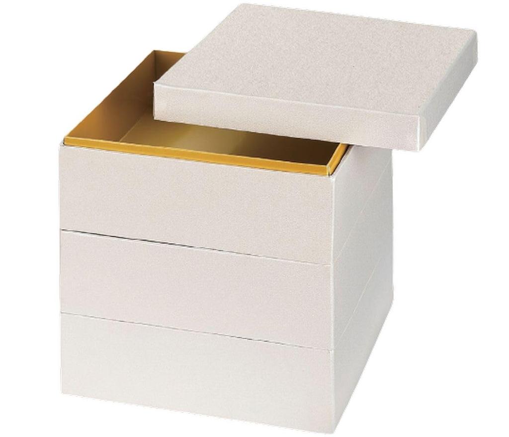 Outdoor Lunch Box Made in 3 White x x J-kitchens (Lunch Box) Japan, Tiers, Paper, 6.5 inches, Interior, 20.0cm 20.0cm 20.0cm