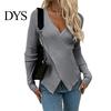 Γυναικείο Πλεκτό Πουλόβερ Σέξι V-Neck Wrap Πλεκτό Τοπ Εφαρμοστό Σταυρωτό Μπροστά Πουλόβερ Μακρυμάνικο Μαλακό Διαπνέον Ύφασμα Ρούχα Φθινοπώρου Ζεστό Wrap-around