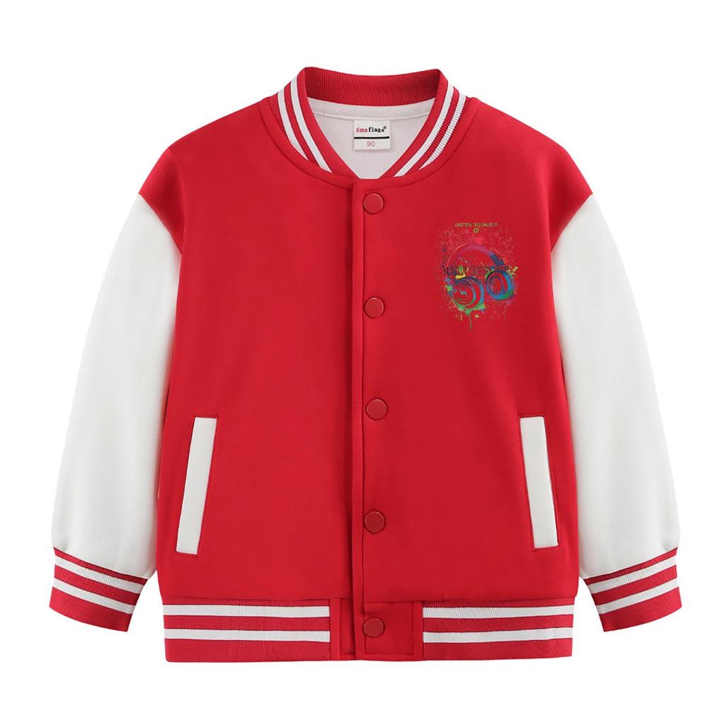 Boys' 2026 Autumn/Winter Fleece Baseball Jacket - Versatile Trendy Top for Big Kids