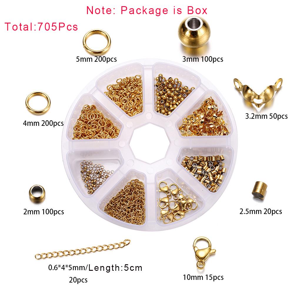 352-950Pcs Stainless Steel Jewelry Making Kits Lobster Clasp Jump Rings End Crimps Beads Clasp for DIY Jewelry Accessories